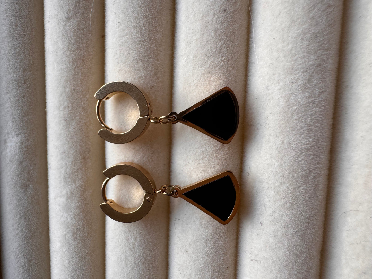 Black Enamel Drop Hoops