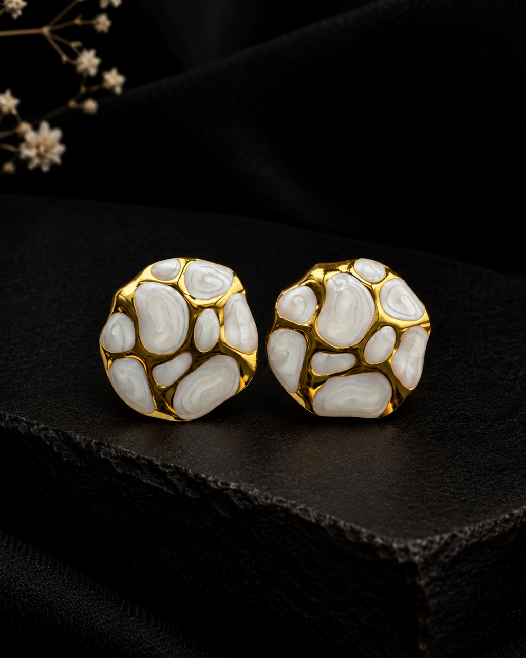 Ivory Mosaic Statement Earrings