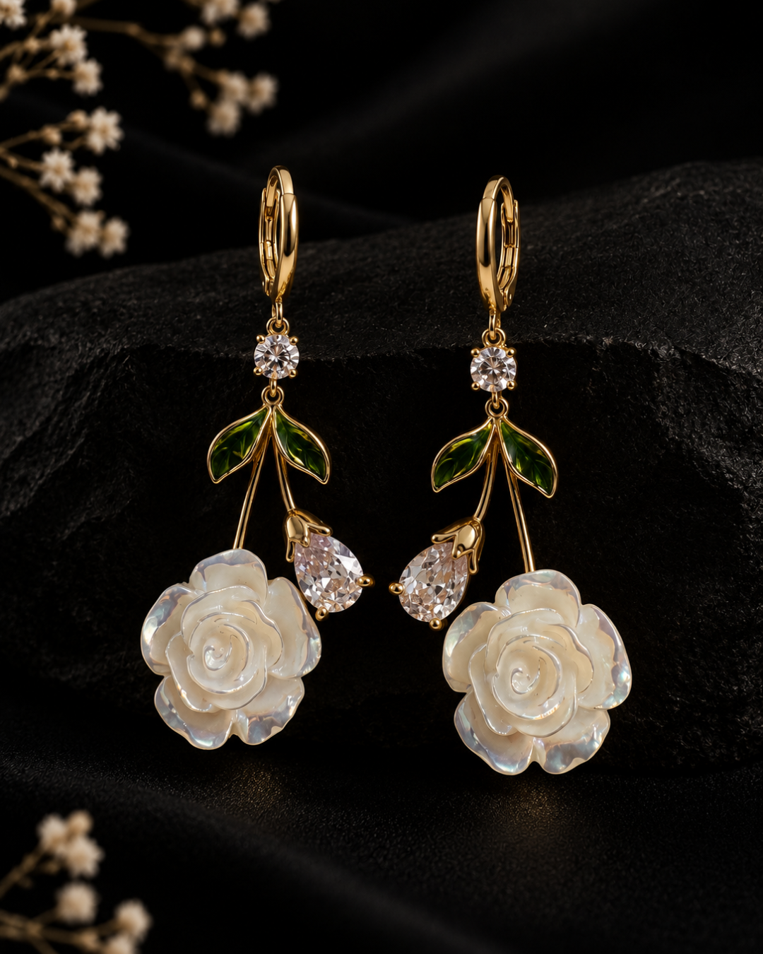 Ivory Rose Garden Drop Earrings
