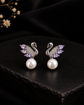 Lavender Swan Pearl Earrings