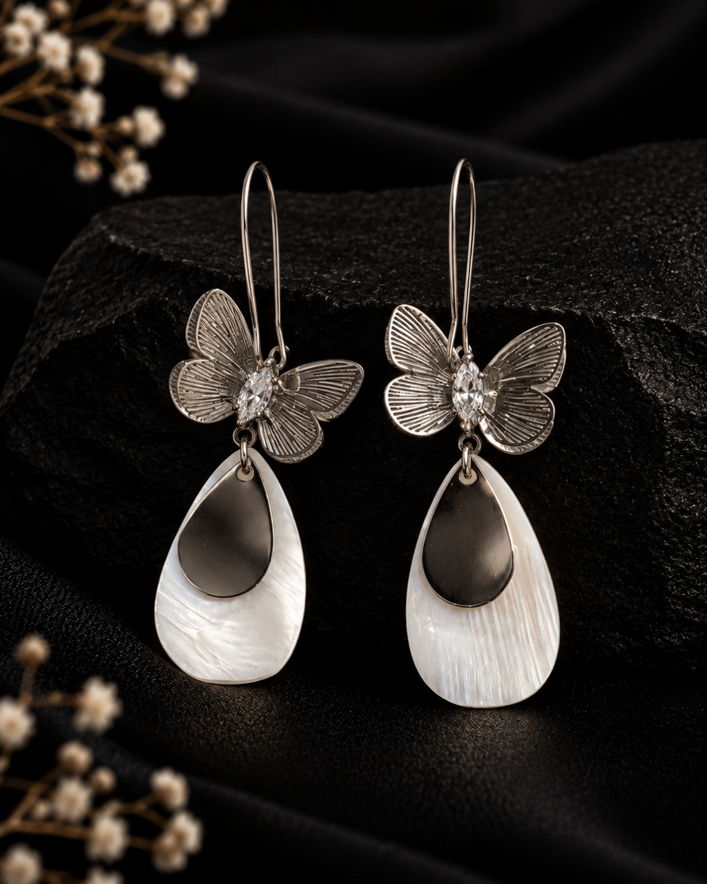 Midnight Butterfly Drop Earrings