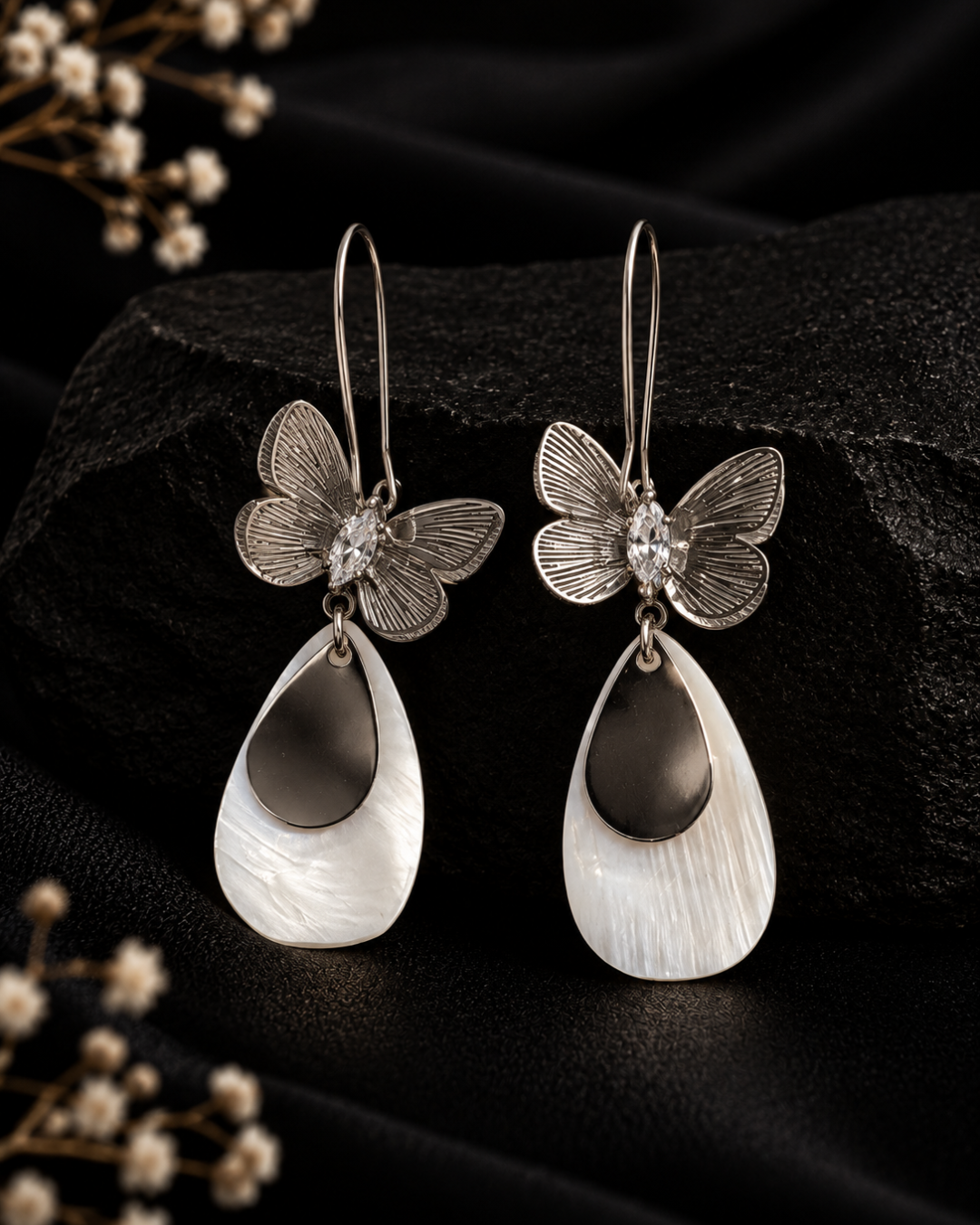 Midnight Butterfly Drop Earrings
