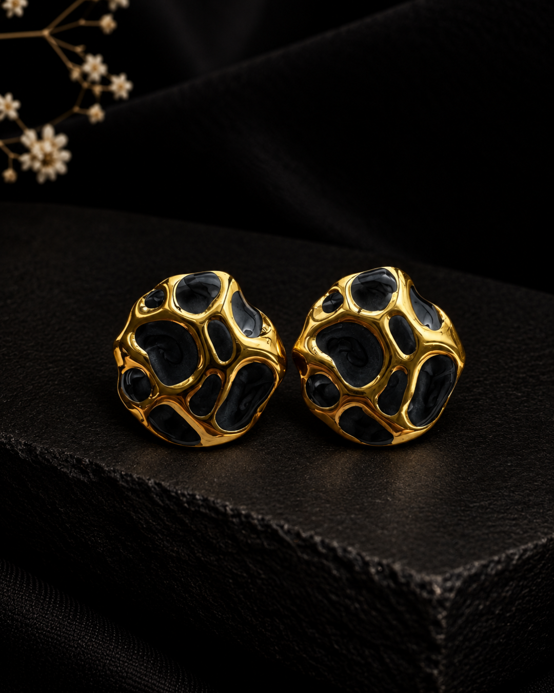 Molten Noir Statement Earrings