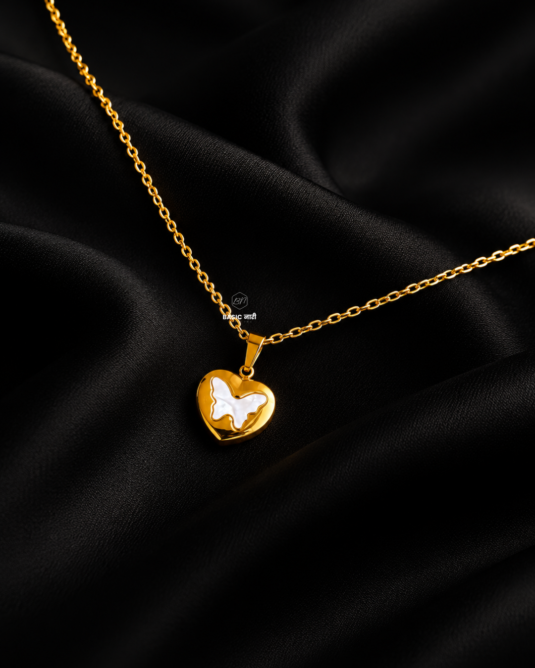 The Pearl-Lustre Butterfly Heart Necklace