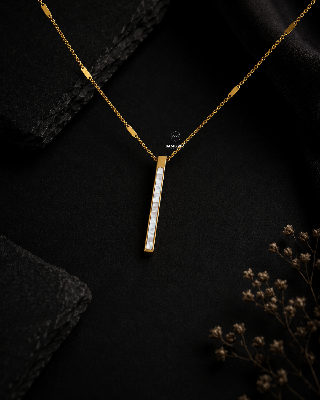 The Pearl-Lustre Vertical Bar Necklace
