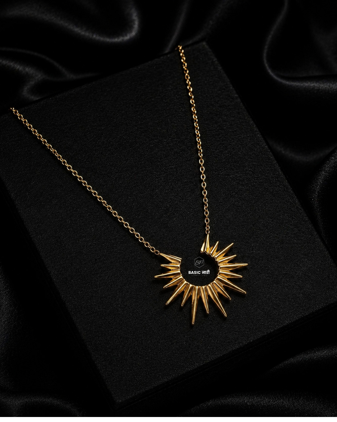The Sunburst Flare Crescent Necklace