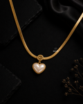 The Pearl-Lustre Vintage Heart Herringbone Necklace