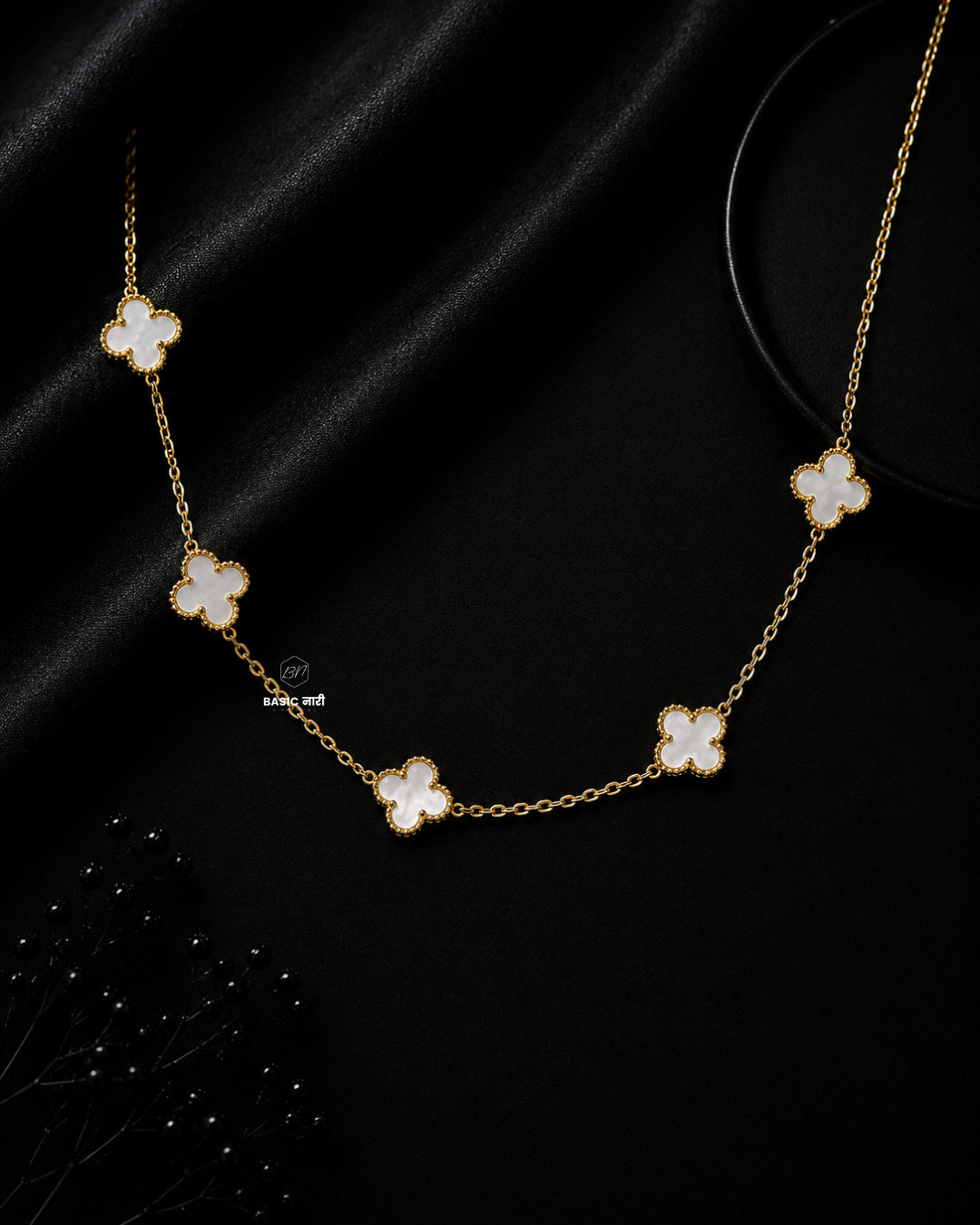 The Pearl-Lustre Clover Station Necklace