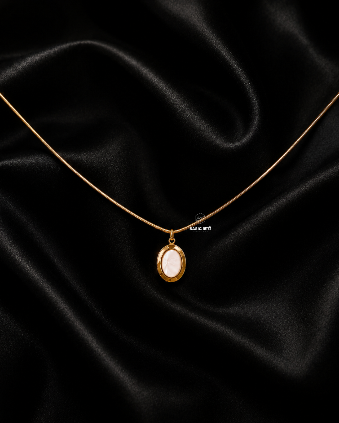 The Pearl-Lustre Oval Medallion Necklace