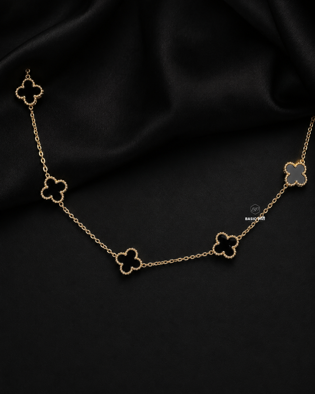 The Onyx Clover Station Necklace