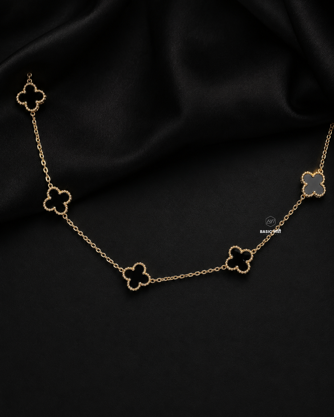 The Onyx Clover Station Necklace