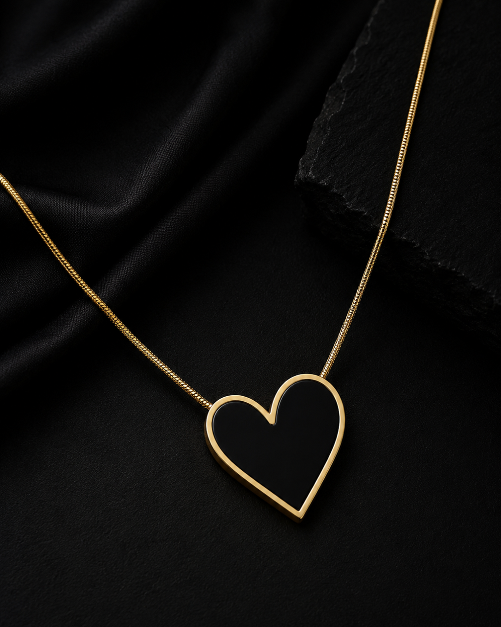 Black Enamel Heart Pendant