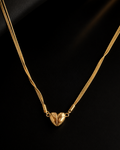 Triple Strand Metallic Heart Pendant Necklace