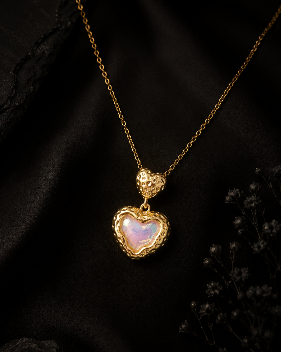 Opaline Textured Heart Necklace