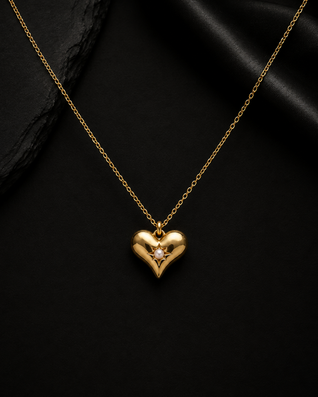 The Pearl Star Heart Pendant Necklace