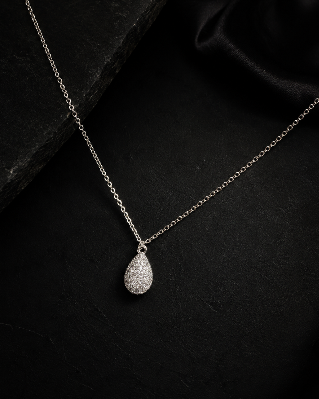 Stellar Teardrop Pavé Pendant Necklace