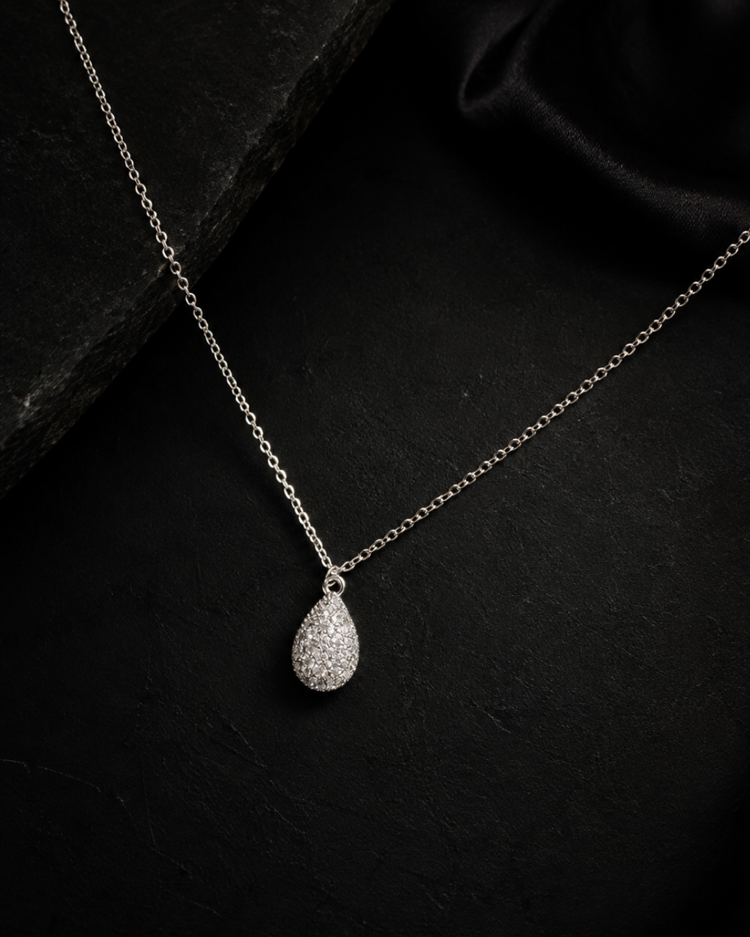 Stellar Teardrop Pavé Pendant Necklace