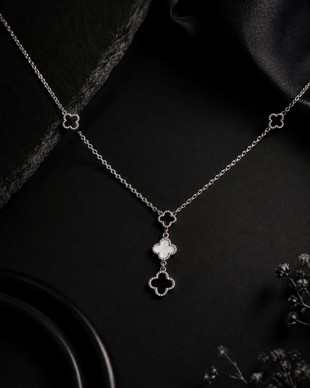 Cascading Clover Motif Necklace