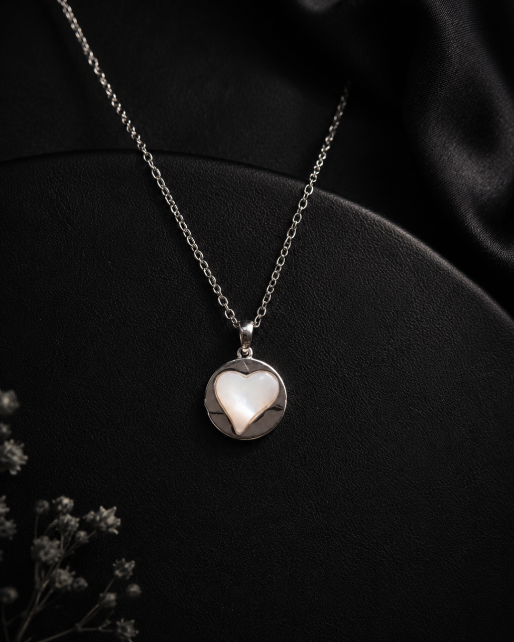 Mother of Pearl Heart Medallion Necklace