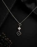 Cascading Pavé & Onyx Clover Drop Necklace