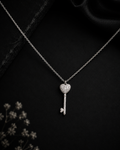 Pavé Heart Key Pendant Necklace