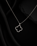 Open Clover Pavé Outline Pendant Necklace