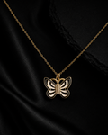 Monochrome Enamel Butterfly Pendant Necklace
