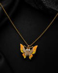 Sunset Enamel & Pavé Butterfly Pendant Necklace