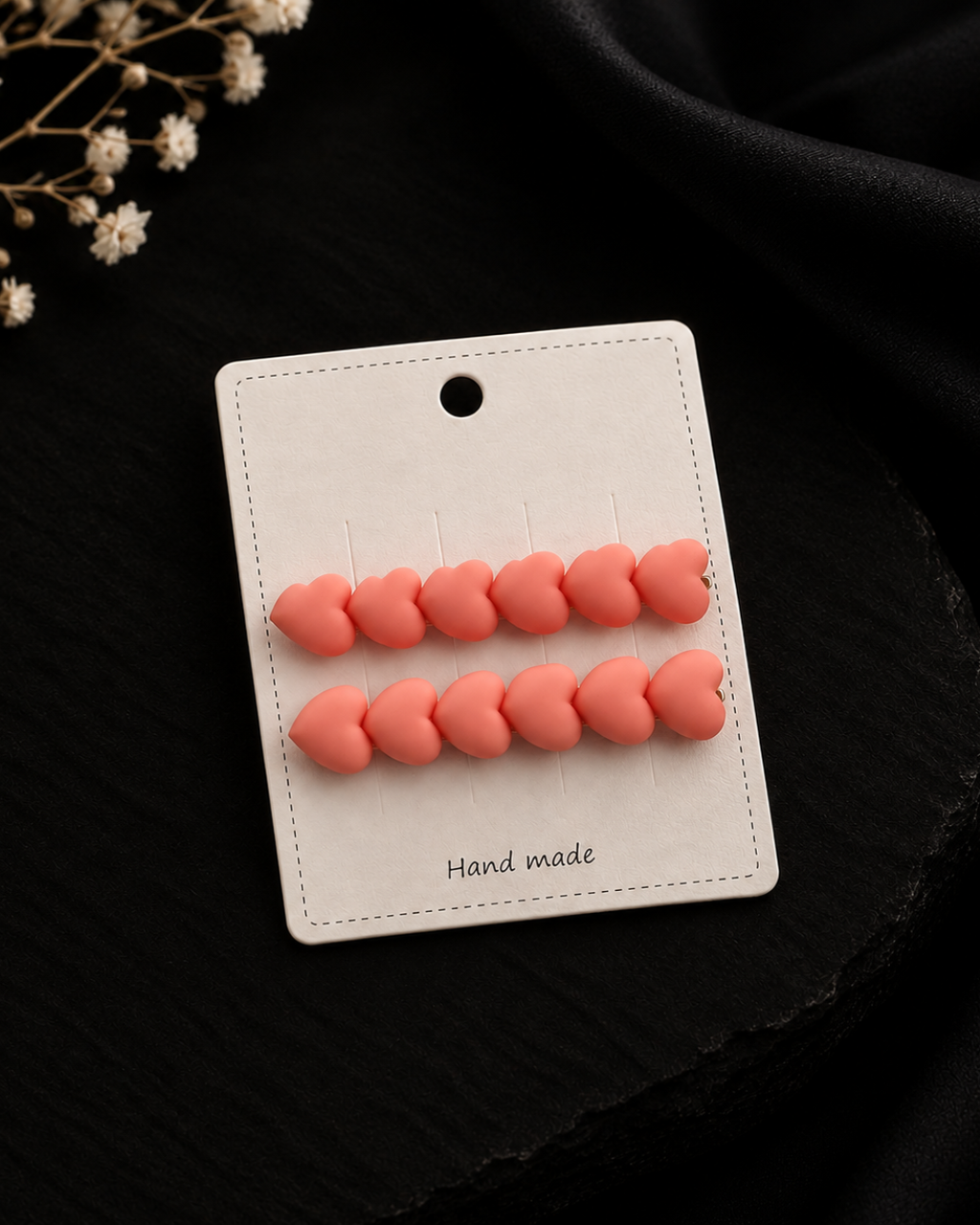 Coral Pink Heart Hair Pin