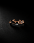 Rose Gold Dual Swan Open Ring
