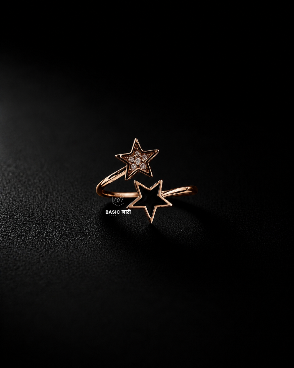 Rose Gold Dual Star Open Ring