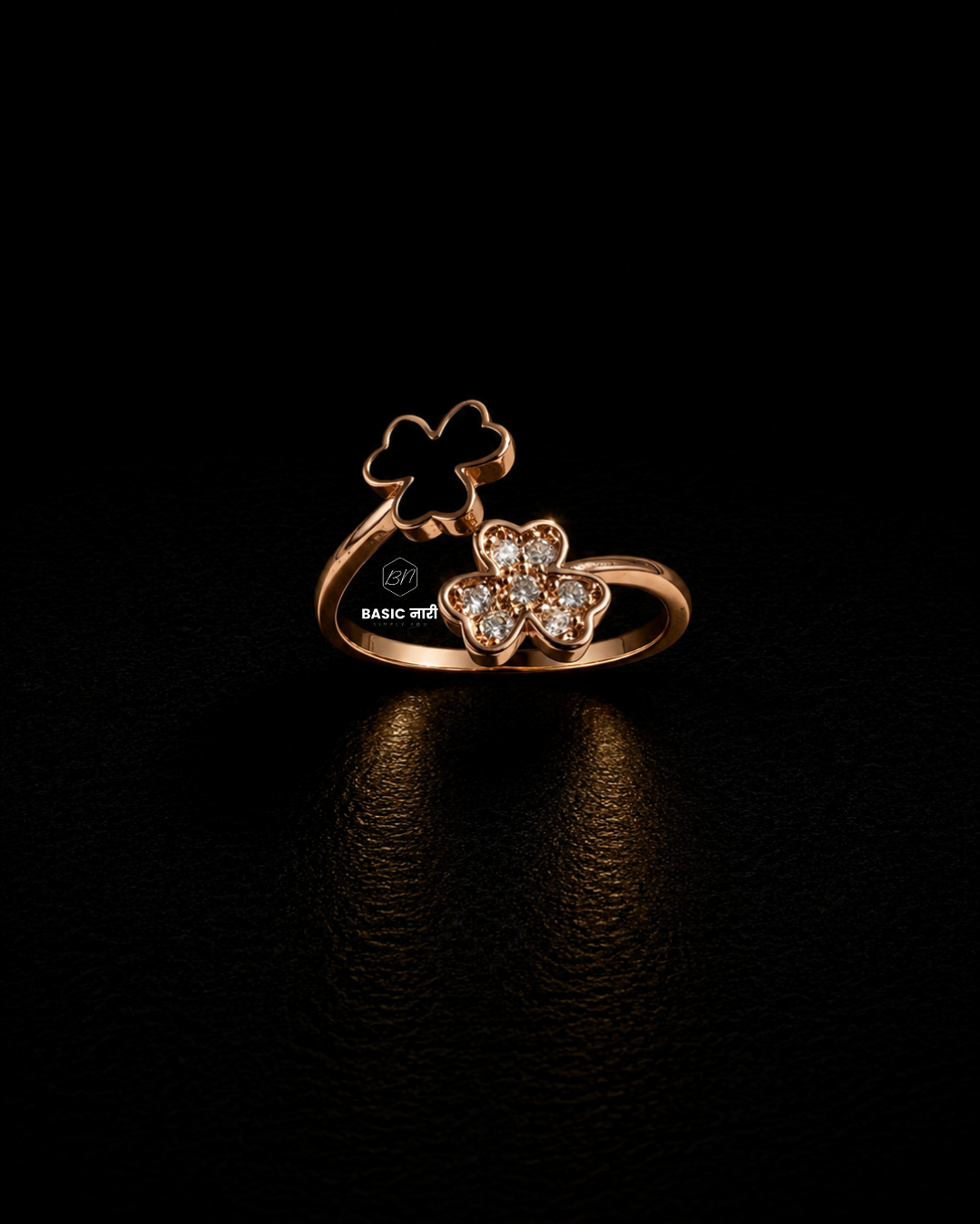Rose Gold Dual Clover Open Ring