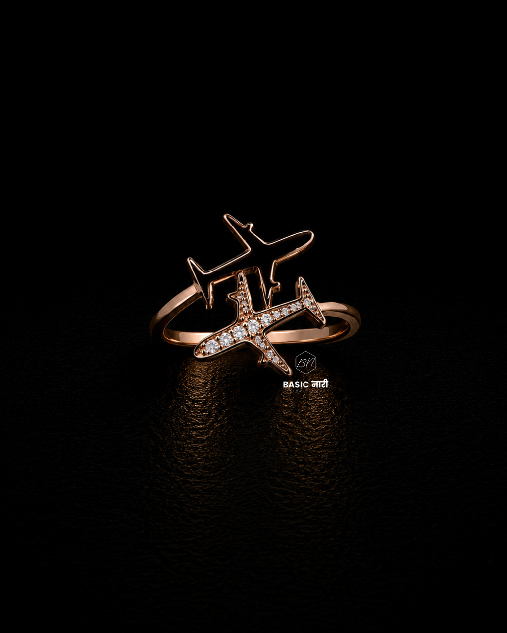 Rose Gold Wanderlust Dual Airplane Open Ring