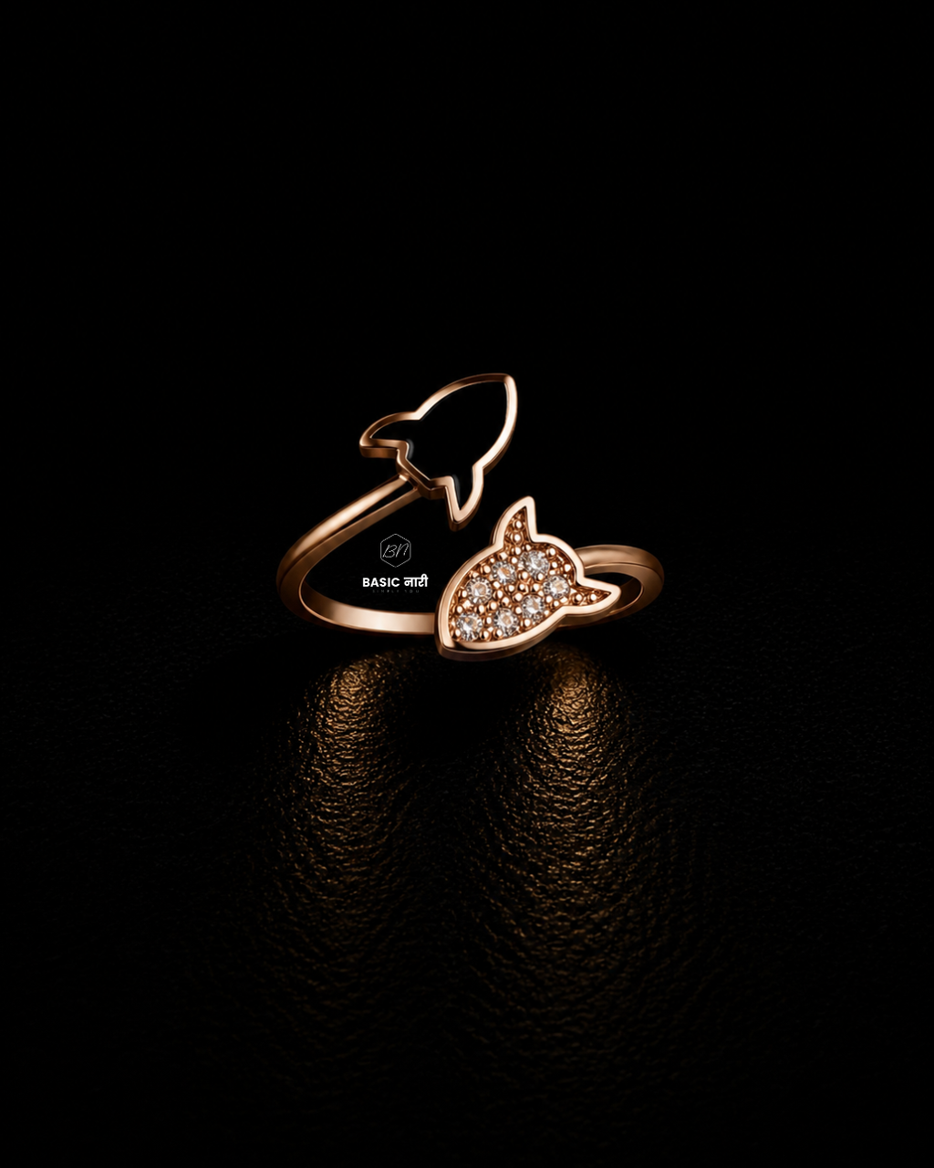Rose Gold Cosmic Rocket Open Ring