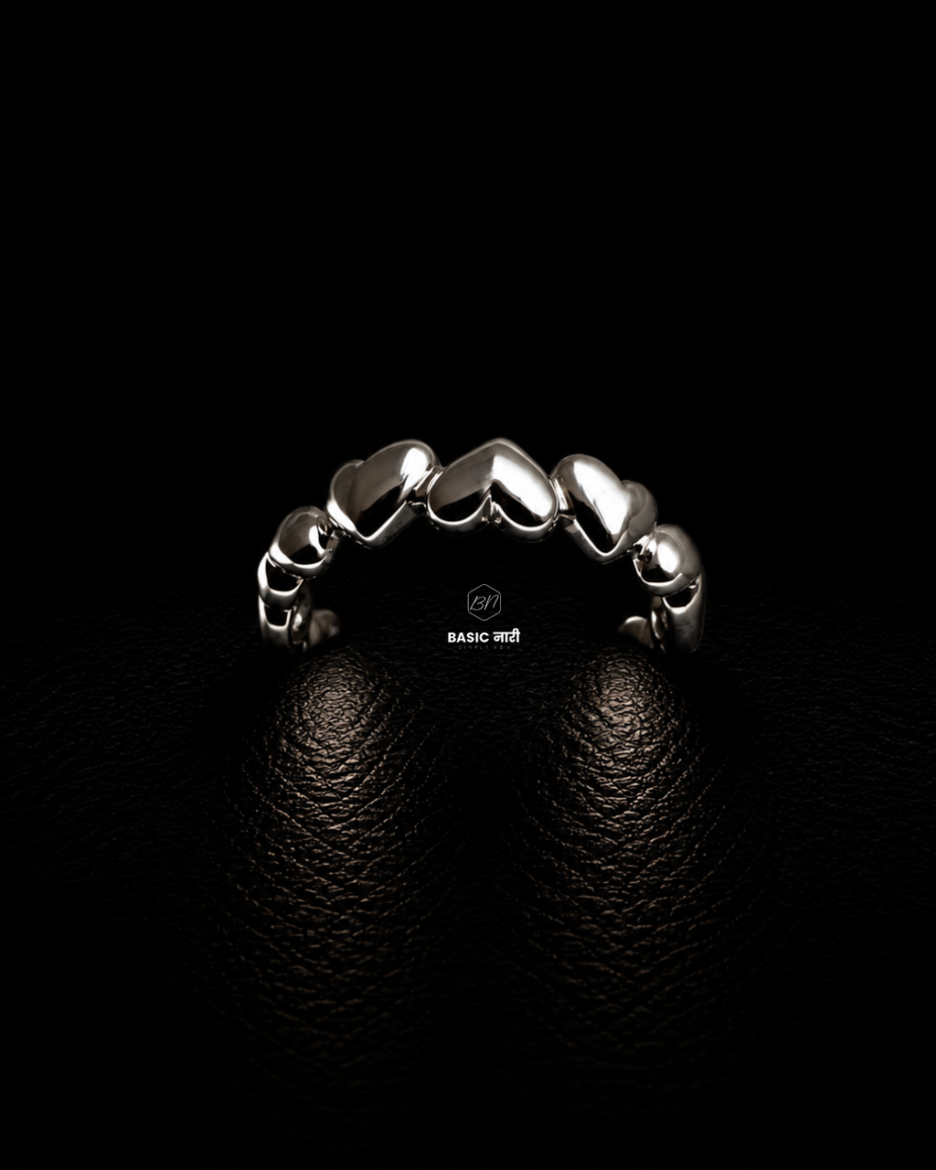 Silver Puffed Heart Band Ring