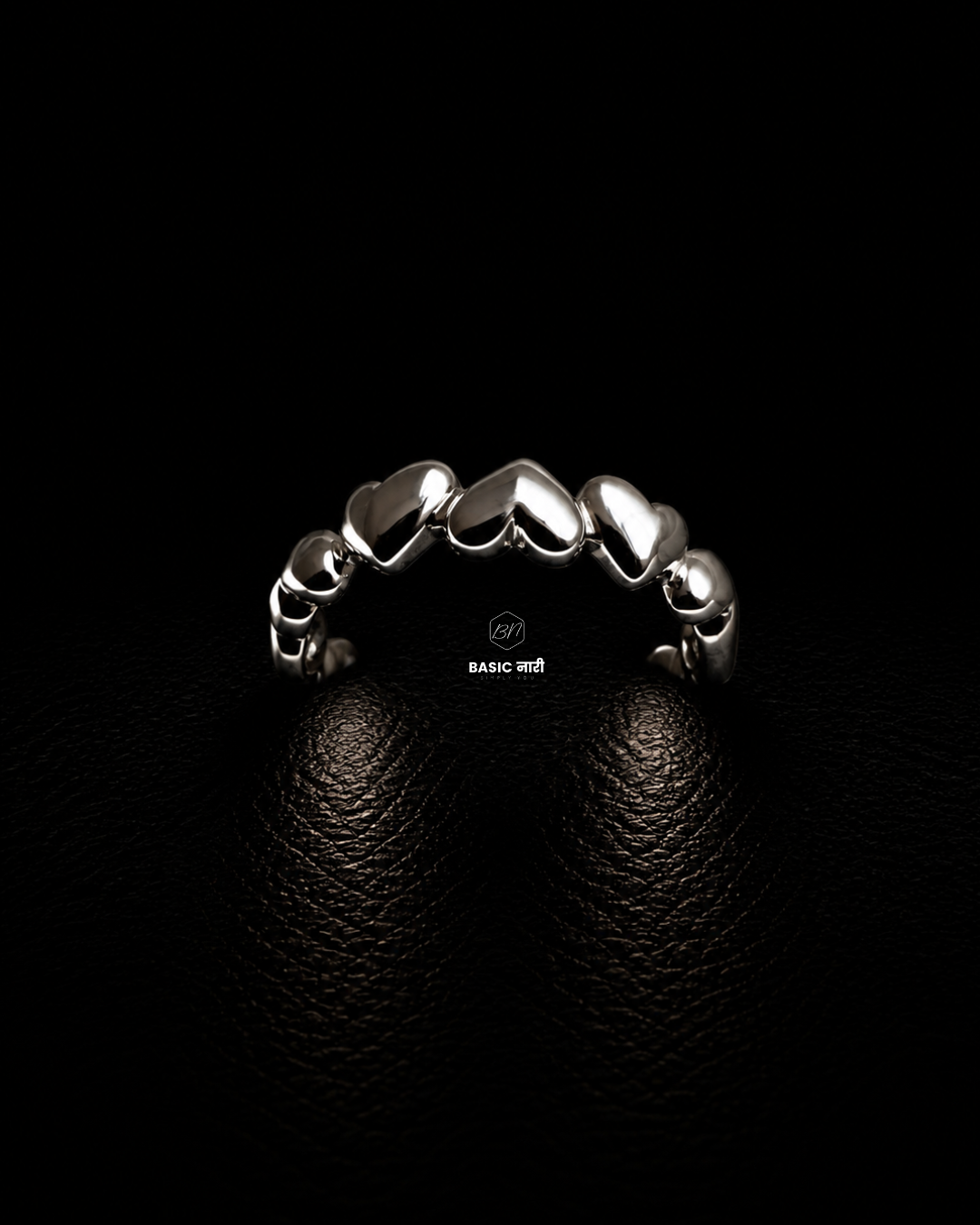 Silver Puffed Heart Band Ring