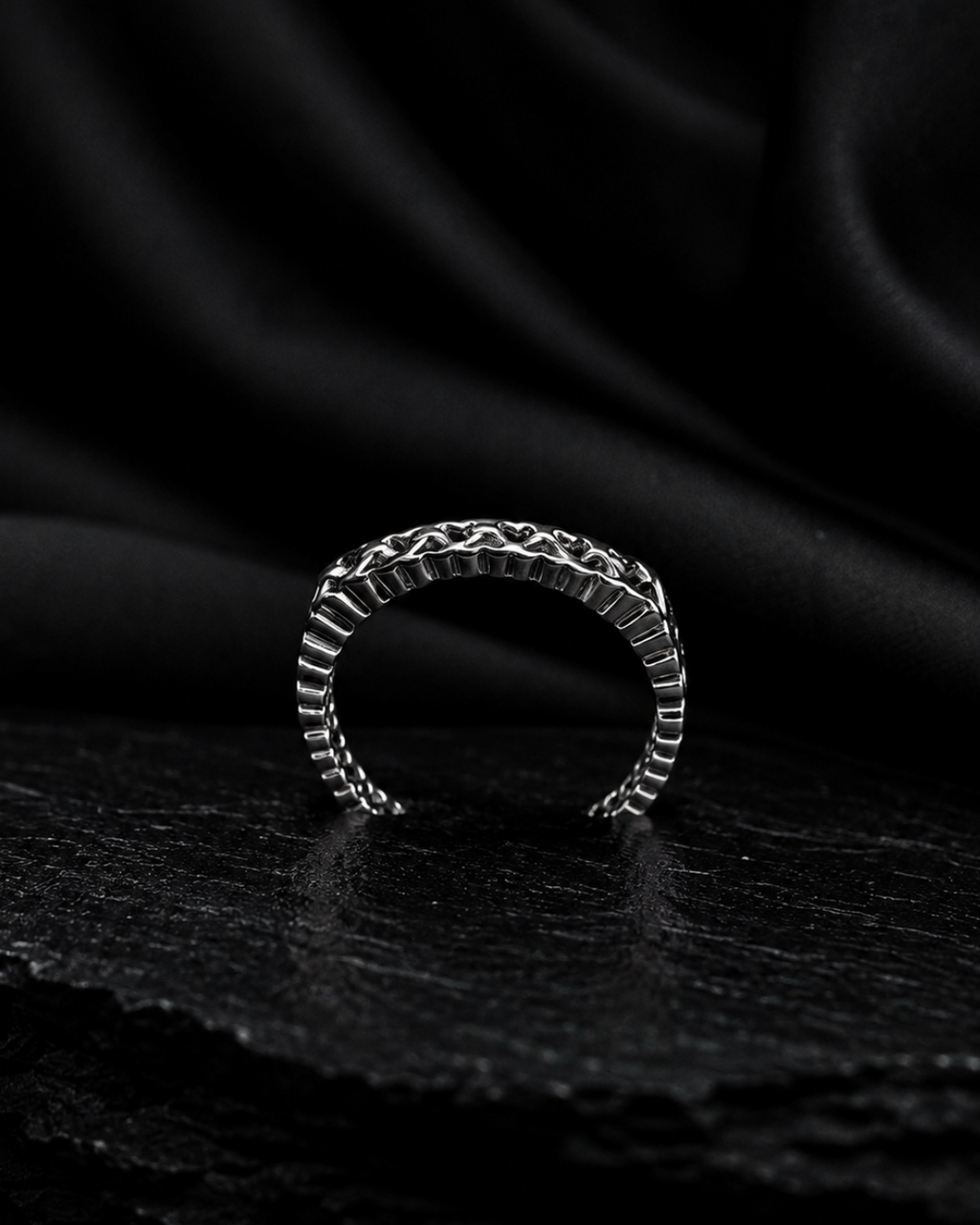 The Interlocking Hearts Silver Adjustable Ring