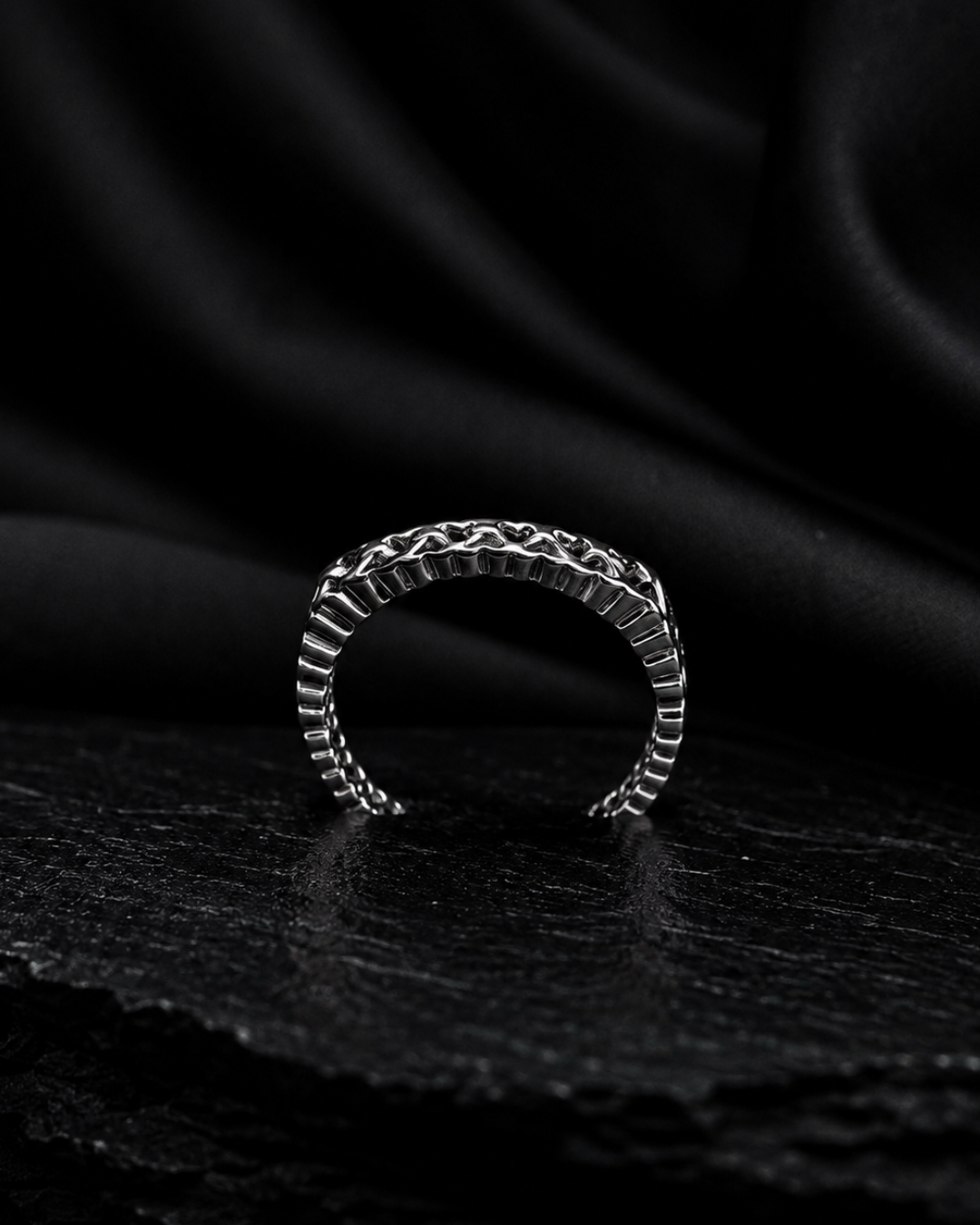 The Interlocking Hearts Silver Adjustable Ring