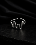 The Sculpted Soundwave Silver Adjustable Ring