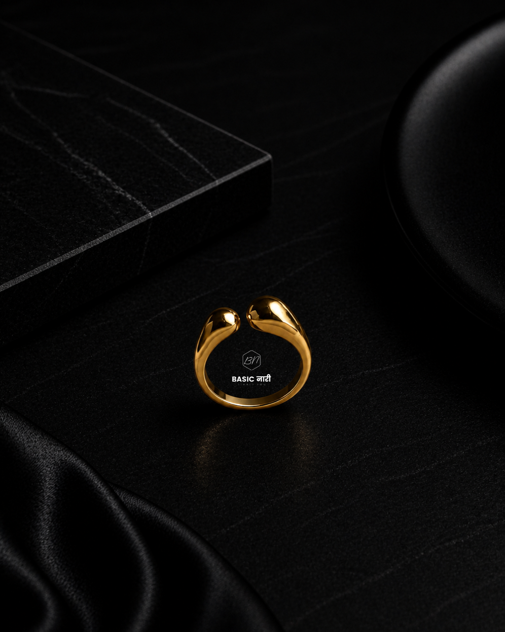 Fluid Teardrop Open Ring