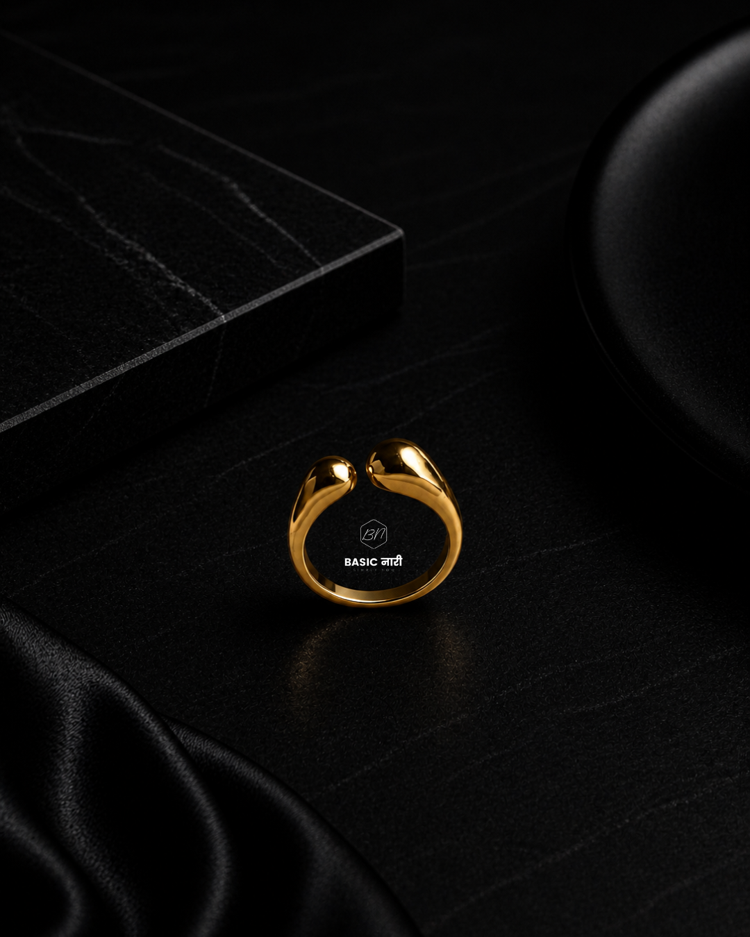 Fluid Teardrop Open Ring