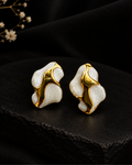 Sculpted Gold & Ivory Statement Earrings