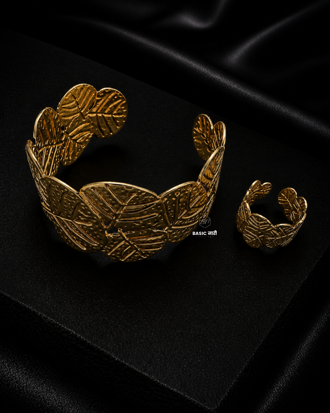 The Textured Leaf Statement Cuff & a Ring
